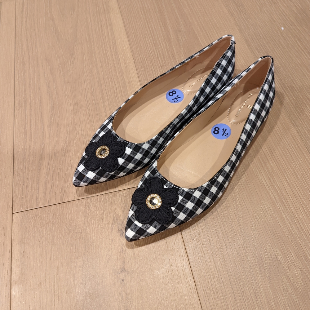 Black and White Checkered Women's Flats - Picture 10 of 10